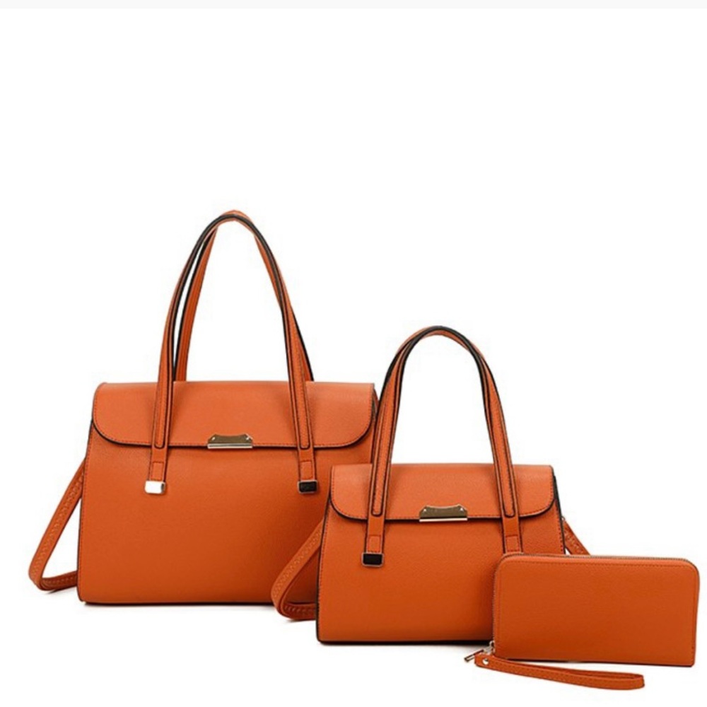 Orange Satchel-Crossbody 3 in 1 Set